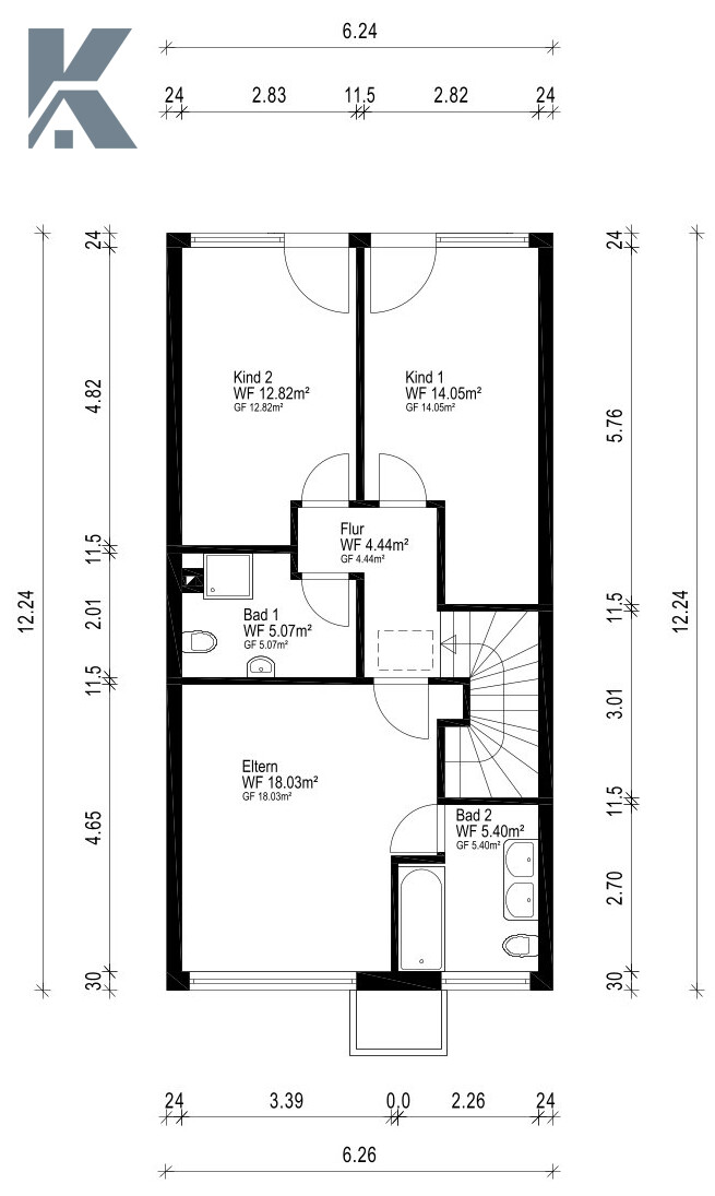 Grundriss 1.OG Reihenendhaus K�ln / L�venich