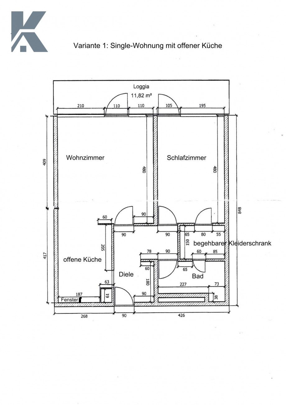 Grundriss offene K�che Etagenwohnung K�ln / Junkersdorf