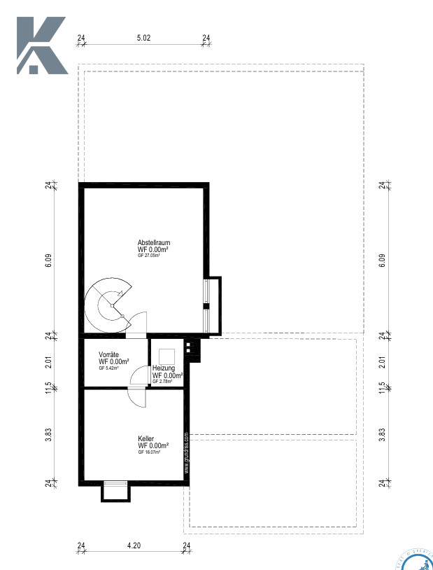 Grundriss KG Bungalow Pulheim / Dansweiler