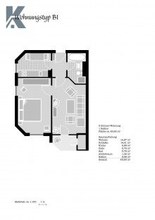 Grundriss TOP: Vermietete 2-Zimmer Wohnung in K�ln-Junkersdorf mit TG-Stellplatz