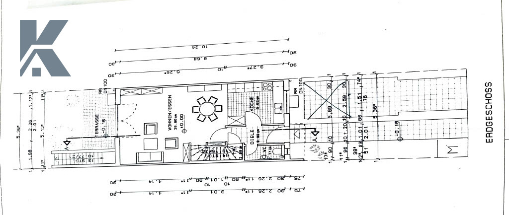 Grundriss Erdgeschoss Reihenmittelhaus K�ln / Meschenich