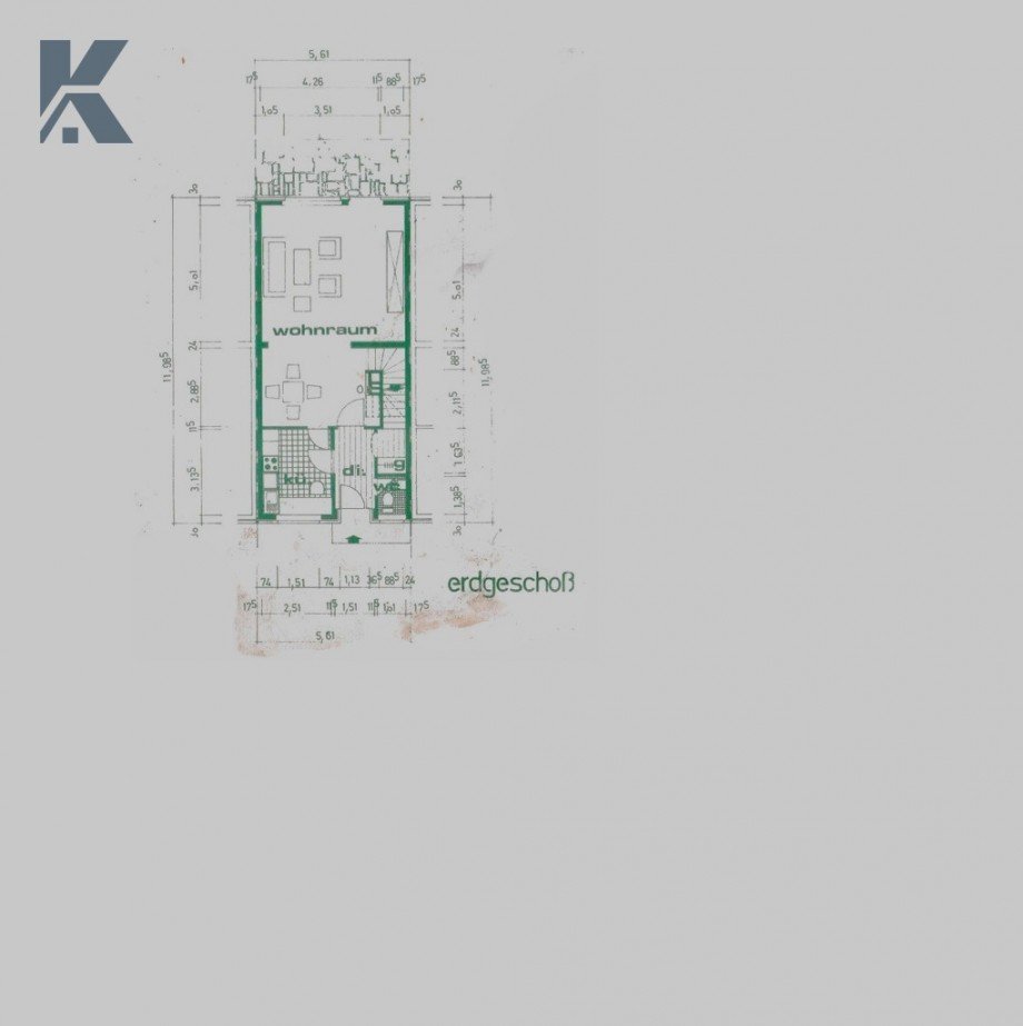Grundriss Erdgeschoss Reihenmittelhaus K�ln / Pesch