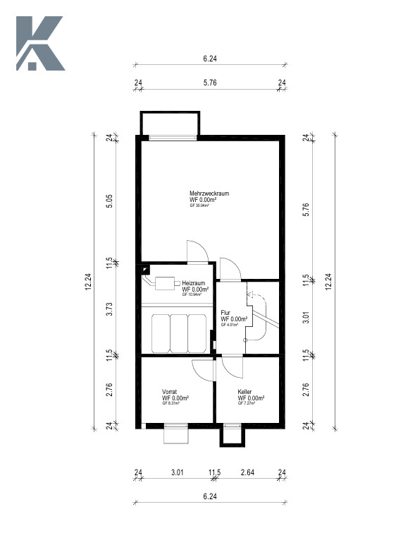 Grundriss KG Reihenendhaus K�ln / L�venich