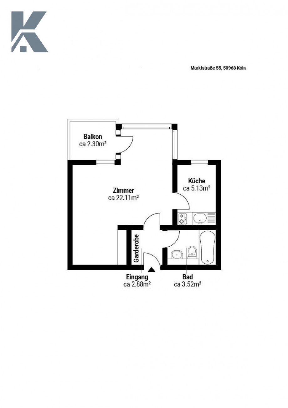 Grundriss Marktstra�e 55 Etagenwohnung K�ln