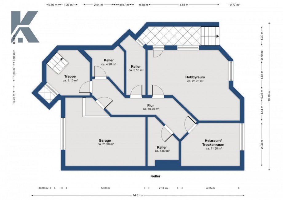 Grundriss Kellergeschoss Doppelhaush�lfte K�ln / Junkersdorf