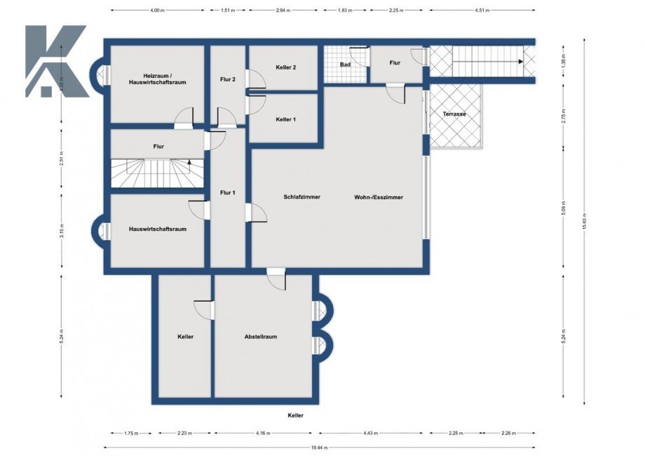 Grundriss Souterrain Mehrfamilienhaus K�ln / Widdersdorf