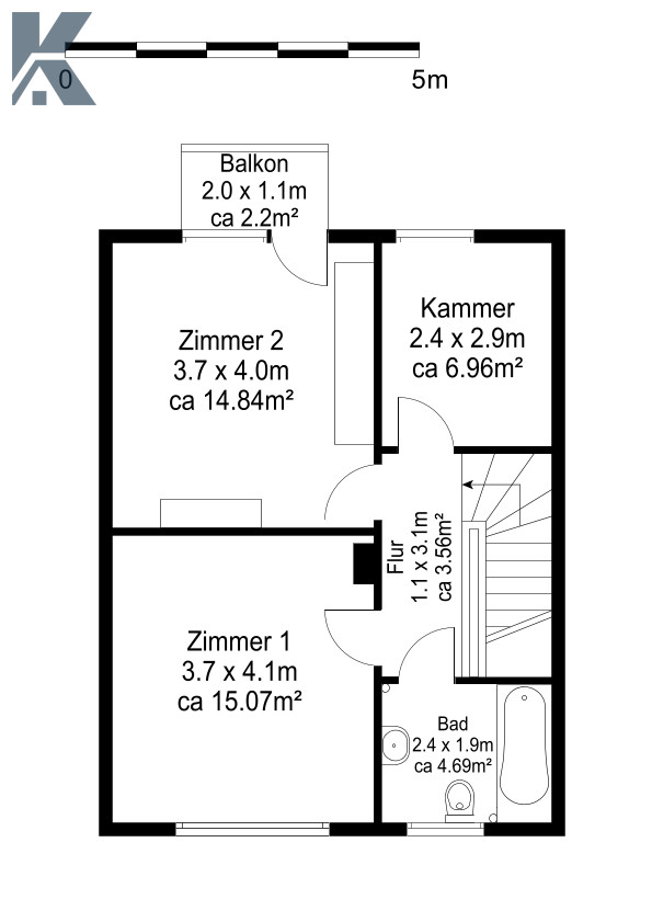Obergeschoss Reiheneckhaus K�ln-Rodenkirchen