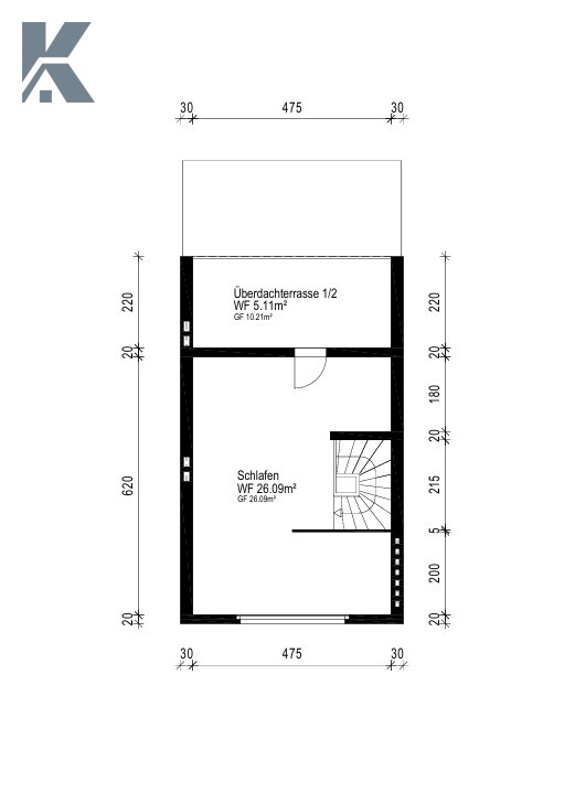 Grundriss 2.OG Reihenmittelhaus K�ln