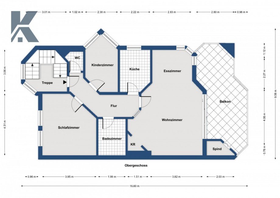 Grundriss Obergeschoss Etagenwohnung K�ln / Junkersdorf
