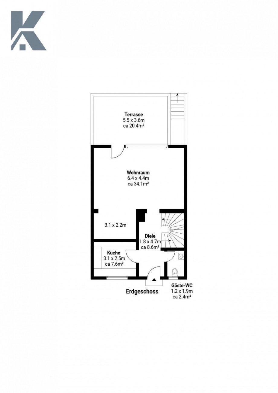 Erdgeschoss Reihenmittelhaus Monheim-Baumberg