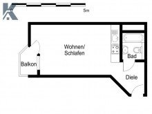 Grundriss_M�hlenweg 14 Gepflegtes Apartment mit gro�em Tageslicht-Bad, S�d-Balkon und Parkplatz in K�ln-Porz (Urbach)